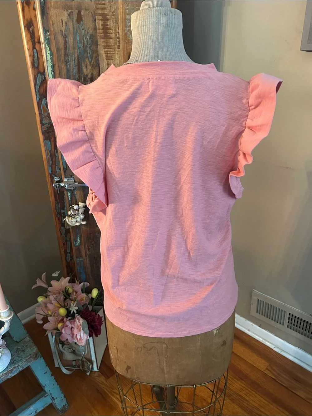 Nation Los Angeles Pink Ruffle Sleeve Women's Top | Size Large - NWOT